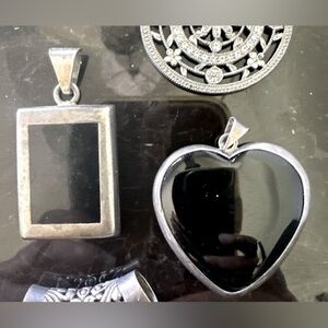 SALE- Bundle of Vintage .925 Sterling Silver and Onyx Pendants